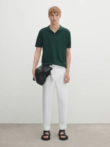 Свитер поло из прибленного хлопка Massimo Dutti
