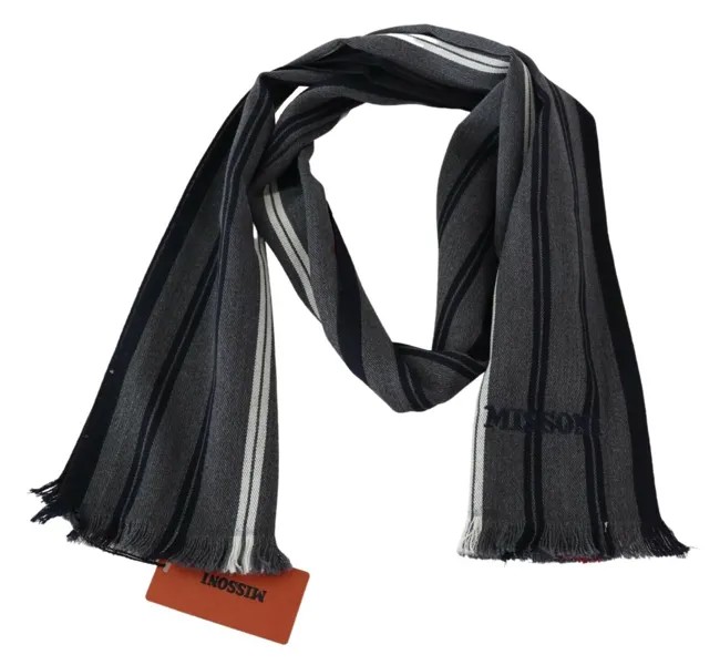 MISSONI Шарф Разноцветный шерстяной полосатый платок унисекс с запахом на шею 180смx 28см $340