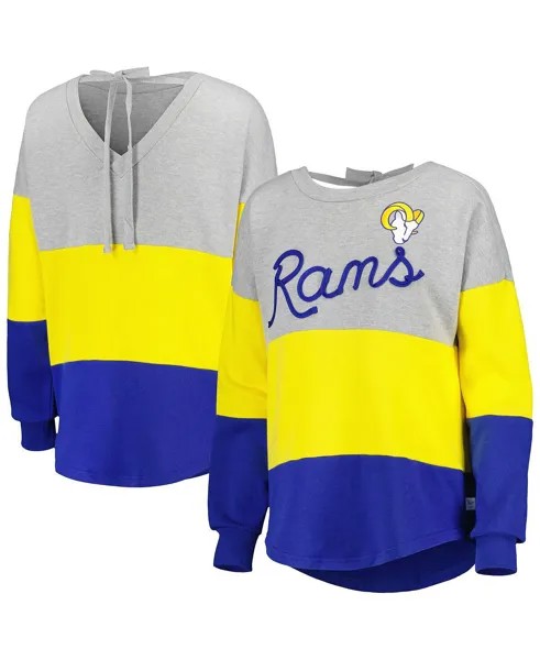 Женский серый пуловер Royal Los Angeles Rams Outfield с глубоким V-образным вырезом Touch