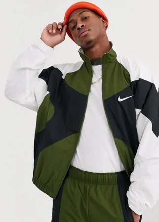 Олимпийка хаки на молнии Nike-Зеленый
