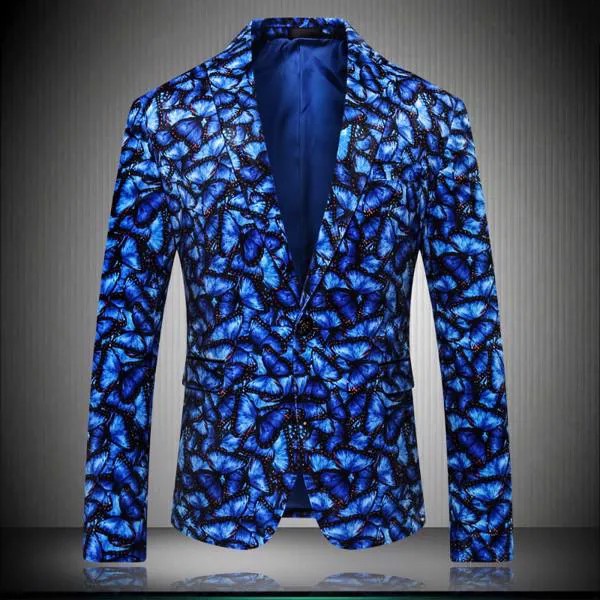 Мужской синий Блейзер, желтая куртка, новинка 2020, большой дизайнерский брендовый узор, приталенная одежда для вечевечерние, для сцены, для певицы, мужские блейзеры 5XL