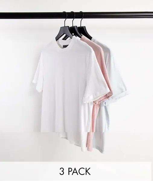 Комплект из 3 футболок из органического хлопка с отворотами на рукавах ASOS DESIGN-Multi