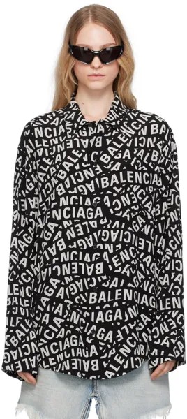 Рубашка в стиле минимализм в черно-серую полоску Balenciaga