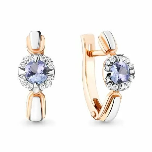 Серьги с подвесками  Серьги из золота 49660200, комбинированное золото, 585 проба, фианит, фиолетовый