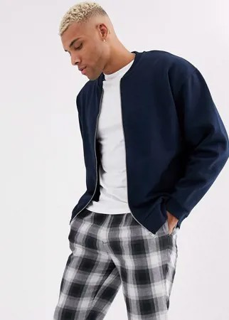 Темно-синий трикотажный oversize-бомбер ASOS DESIGN