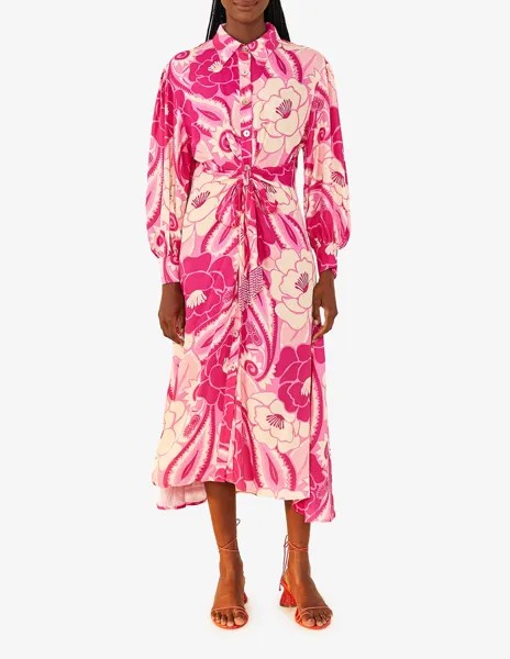 Платье миди с узором Tropical Groove Farm Rio, розовый