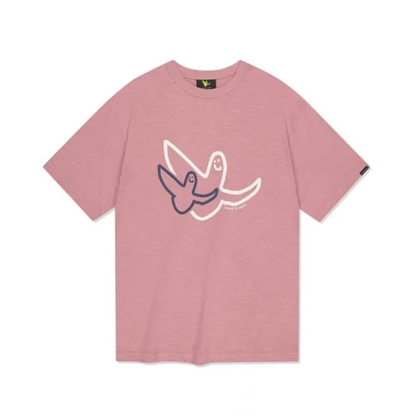 WHATITISNT  Double Angel Big Logo Short Sleeve T-shirt Indie Pink