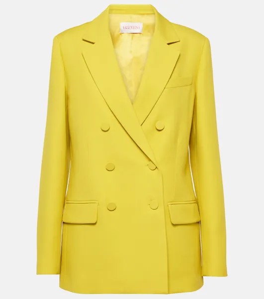 Двубортный пиджак из крепа от кутюр Valentino, желтый
