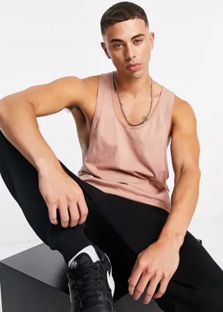 Коричневая майка-борцовка из органического хлопка ASOS DESIGN-Коричневый цвет