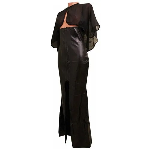 Женское Черное платье виниловое длинное с полупрозрачной накидкой ведьма женский W8607-17 ChiMagNa 42-44рр S/M
