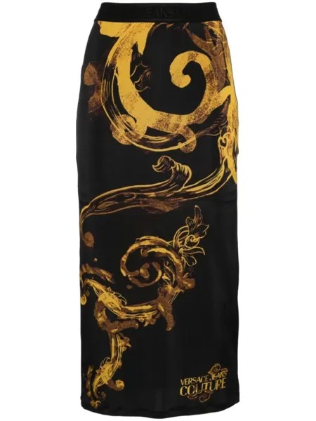 Versace Jeans Couture юбка миди с завышенной талией и принтом, черный