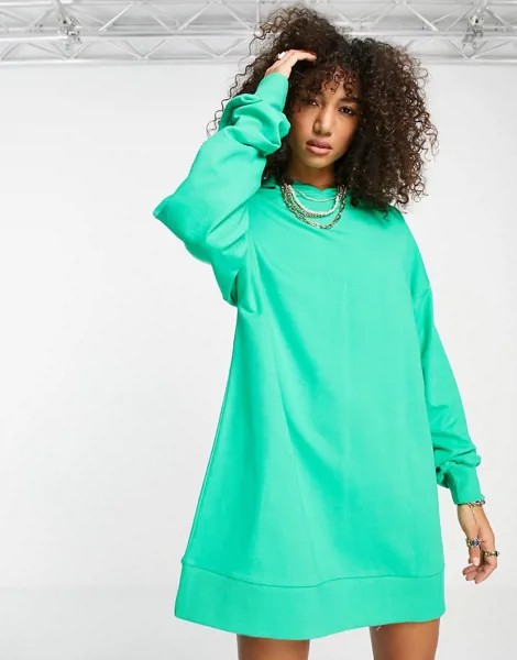 Ярко-зеленое платье-худи мини в стиле oversized ASOS DESIGN-Зеленый цвет
