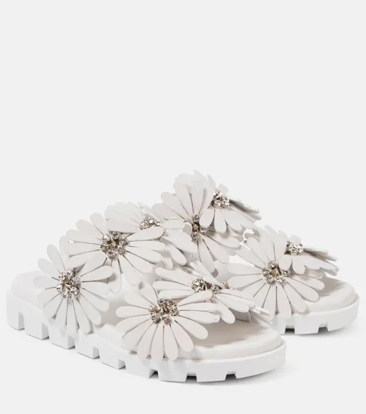 Шлепанцы Flora Cool из замши и кожи Christian Louboutin, белый