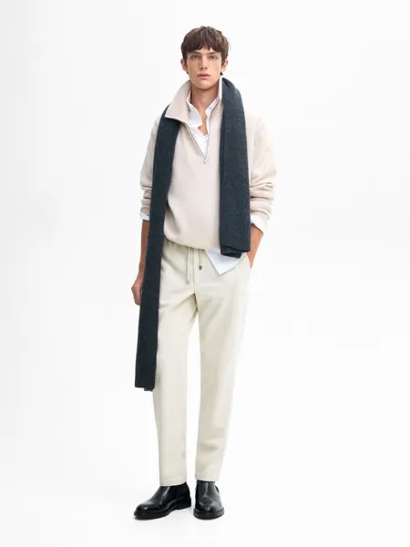 Вельветовые брюки-джоггеры Massimo Dutti, бежевый