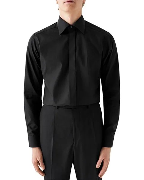 Slim Fit Pin Dot Piqu&;eacute; Рубашка на пуговицах спереди Eton, цвет Black