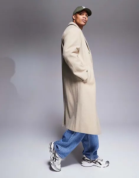 ASOS DESIGN – серо-бежевое пальто классического кроя из искусственной шерсти