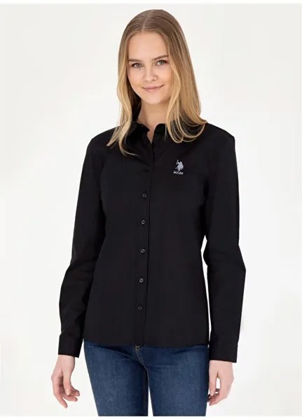 Черная женская рубашка с рубашечным воротником узкого кроя SALY024Y U.S. Polo Assn., черный