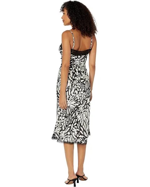 Платье Betsey Johnson Blurred Lines Printed Dull Charmeuse Slip Dress, черный