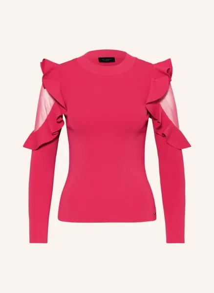 Свитер TED BAKER FLORAAS mit Rüschen, розовый