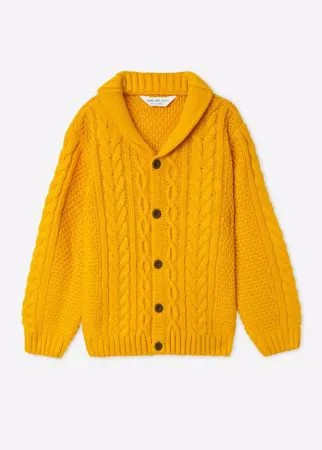 Горчичный кардиган с косами для мальчика Gloria Jeans