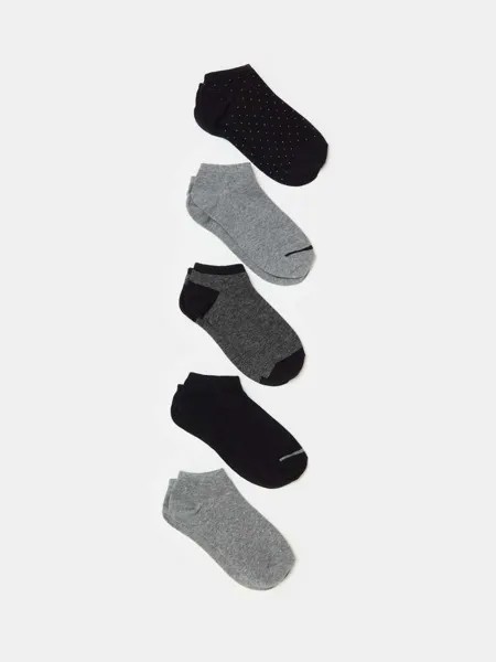 Эластичные носки для обуви в упаковке из пяти пар Ovs, цвет black/grey