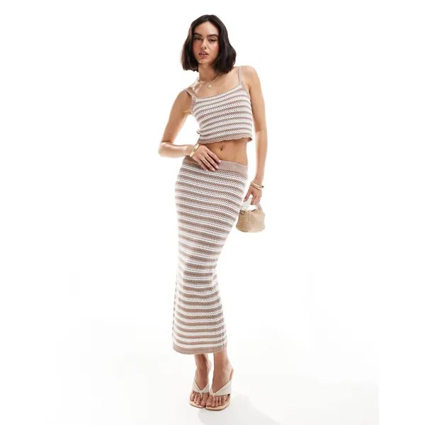 Юбка Style Cheat Crochet Midi, бежевый