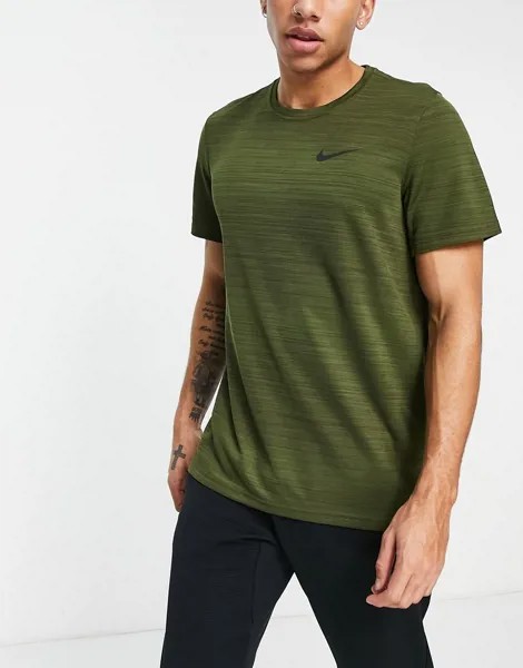 Меланжевая футболка цвета хаки Nike Training Dri-FIT Superset-Зеленый цвет