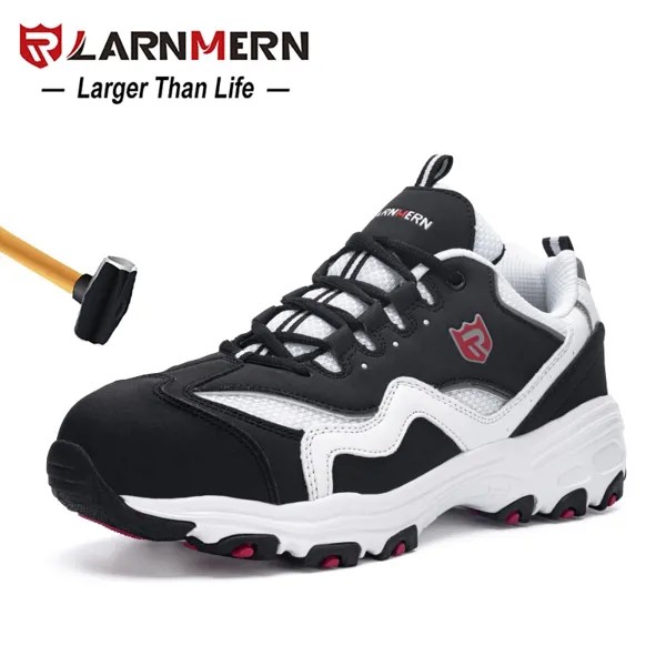Защитная Мужская обувь LARNMERN, рабочая обувь, стальной носок, удобные легкие дышащие противоударные строительные туфли с защитой от проколов