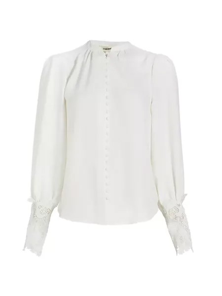 Блуза с кружевными манжетами Ava L'Agence, слоновая кость