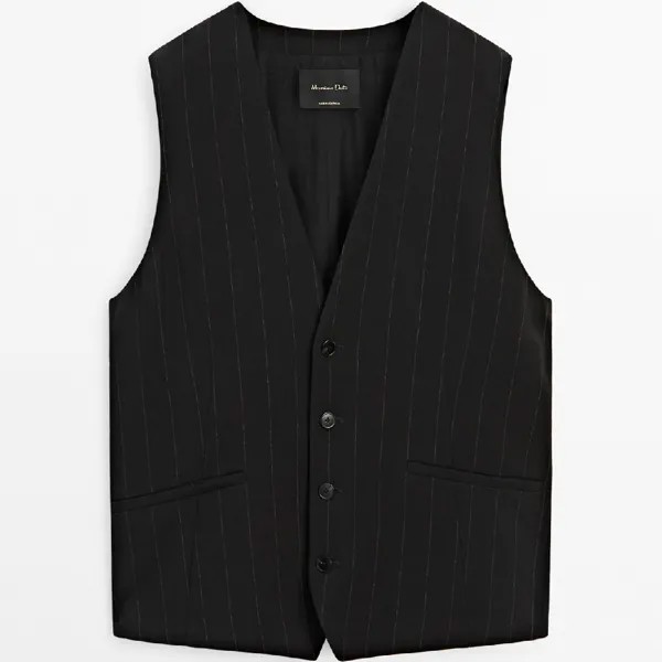 Жилет Massimo Dutti Oversized Suit Pinstripe, черный