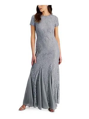 RALPH LAUREN Женское серое платье-годе с подкладкой и рукавами-крылышками, вечернее платье 18