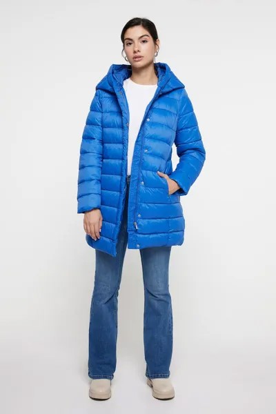 Длинное пуховое пальто с капюшоном Vero Moda, темно-синий
