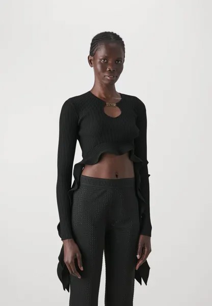 Вязаный свитер ROUCHES Versace Jeans Couture, цвет black