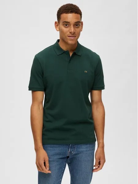Рубашка поло стандартного кроя Selected Homme, зеленый