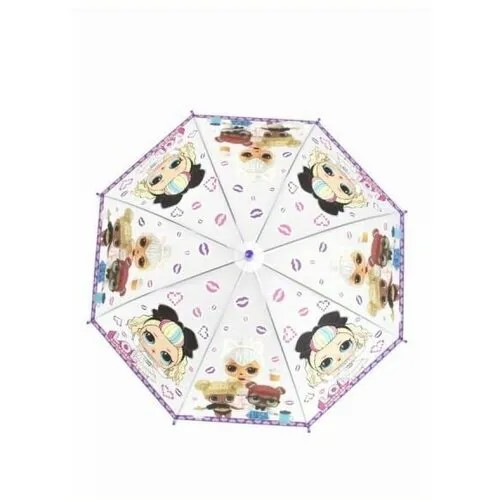 Зонт-трость L.O.L., полуавтомат, система «антиветер», для девочек, желтый, розовый