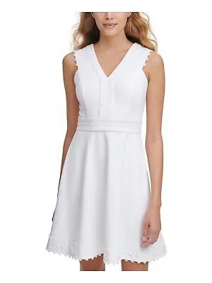 KENSIE DRESSES Женское белое платье с V-образным вырезом выше колена Коктейльное платье + расклешенное платье 12