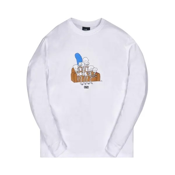 Лонгслив Kith For The Simpsons Couch Long-Sleeve Tee 'White', белый