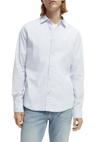 Рубашка Scotch & Soda с длинными рукавами, натуральный хлопок, голубой