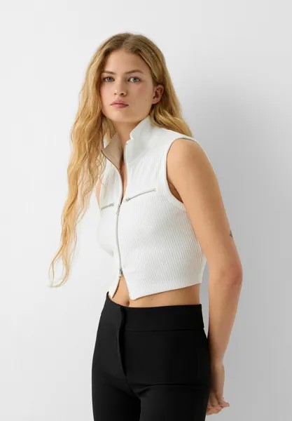 Вязаный свитер Bershka, цвет white