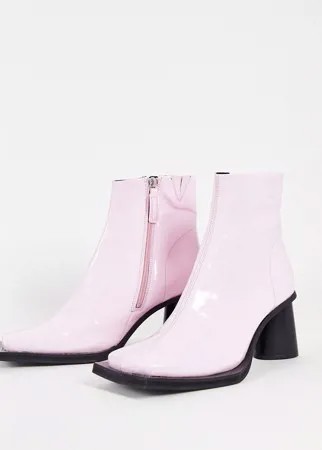 Розовые лакированные ботинки челси из искусственной кожи с контрастной подошвой ASOS DESIGN-Розовый цвет