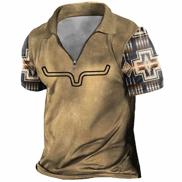 Мужская футболка поло Vintage Western Cowboy Zip Polo