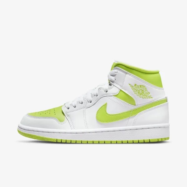 Jordan 1 Mid White Atomic Green BQ6472-131 Женская обувь Кроссовки