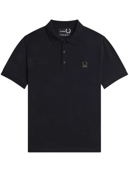 Raf Simons logo-embroidered cotton polo shirt, черный