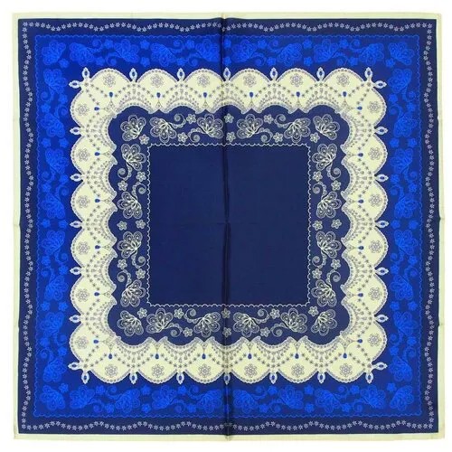 Ярко синий платок с красивой каймой Mila Schon 821758