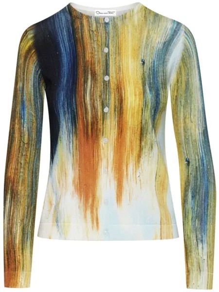 Oscar de la Renta кардиган с принтом Abstract Brushstroke, белый