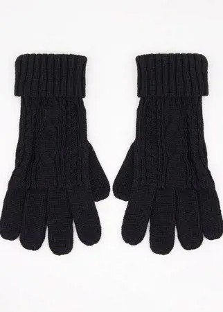 Черные вязаные перчатки с узором «косы» Boardmans-Черный цвет