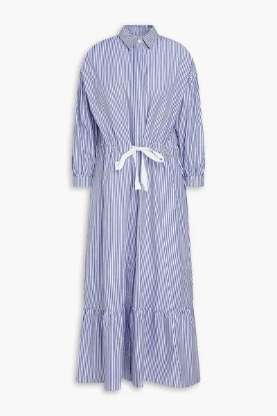 Полосатое платье-рубашка миди из хлопкового поплина CHINTI & PARKER, синий
