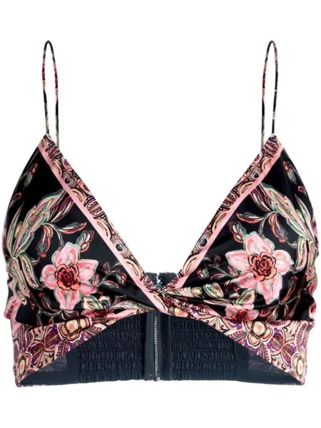 Alice + olivia укороченный топ Tay с цветочным принтом, черный