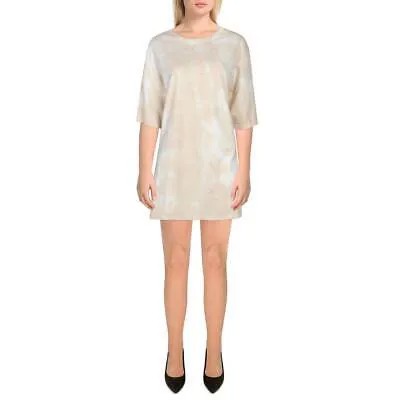 Double Zero Womens Beige Tie-Dye Destructed Oversize T-shirt L BHFO 8173