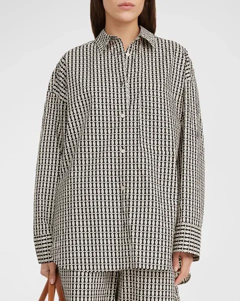 Рубашка оверсайз с монограммой Derris By Malene Birger, цвет Black Monogram